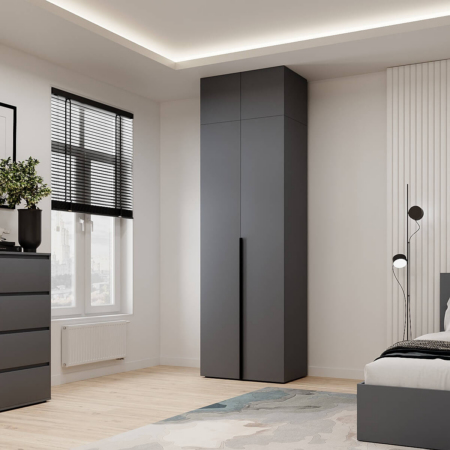 Двухдверный распашной шкаф с антресолью Light №1 80x260x50 см – Графит