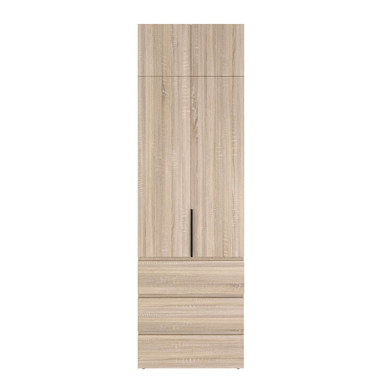 Шкаф двухдверный с ящиками и антресолью Light №2 80x260x50 см – Дуб Сонома