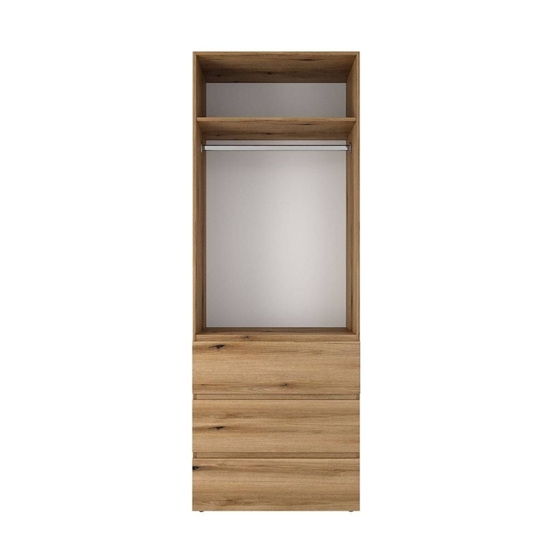 Light №2 Two-Door Wardrobe with Top Box and Drawers 80x250x50 cm – Evoke Oak