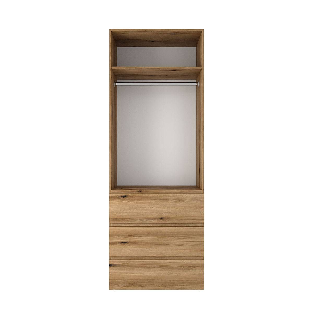 Light №2 Two-Door Wardrobe with Top Box and Drawers 80x250x50 cm – Evoke Oak
