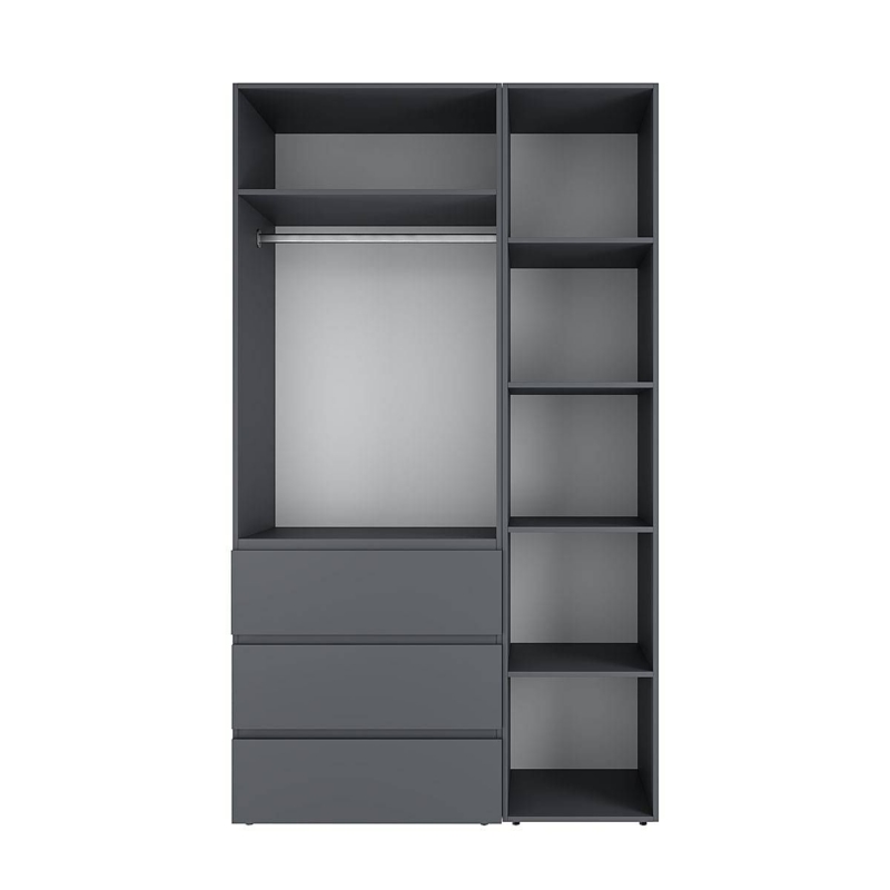 Light №2 Three-Door Wardrobe with Overhead Storage 120x260x50 cm – Graphite
