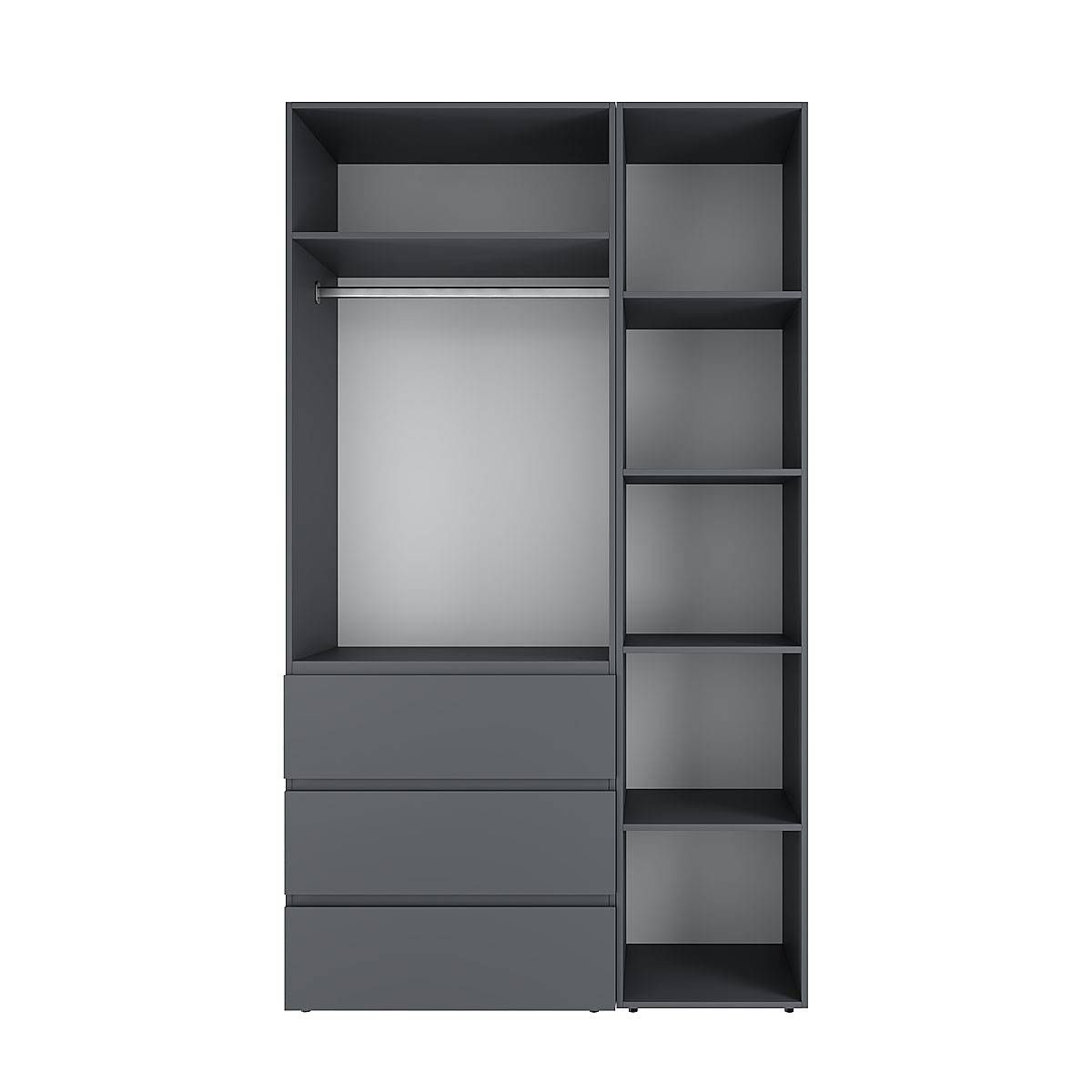 Тридверна розпашна шафа з антресоллю Light №2 120х260x50 см – Графіт