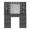Kler Hollywood Dressing Table with LED Mirror & Storage 120x140/75x43 cm – Graphite
