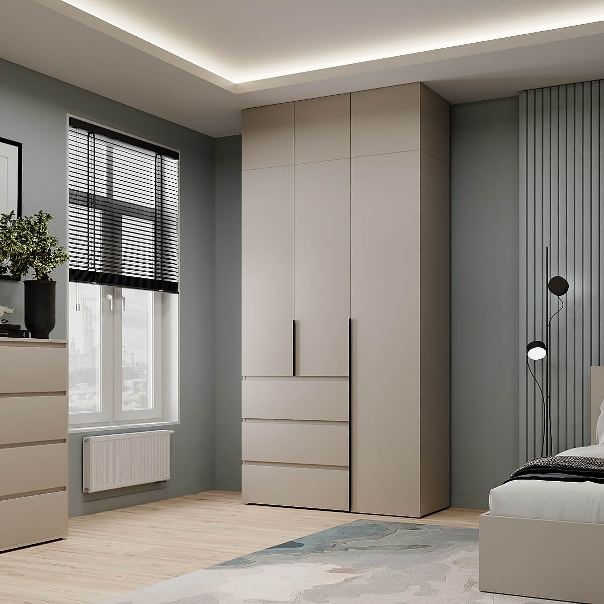 Купити розпашна шафа 250 см тридверна з антресоллю Light №2 120х250x50 см – Кашемір за 16314 грн Розпашна шафа 250 см тридверна з антресоллю Light №2 120х250x50 см – Кашемір