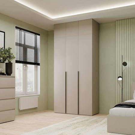 Light №12 3-Door Wardrobe with Top Box 120x260x50 cm – Cashmere