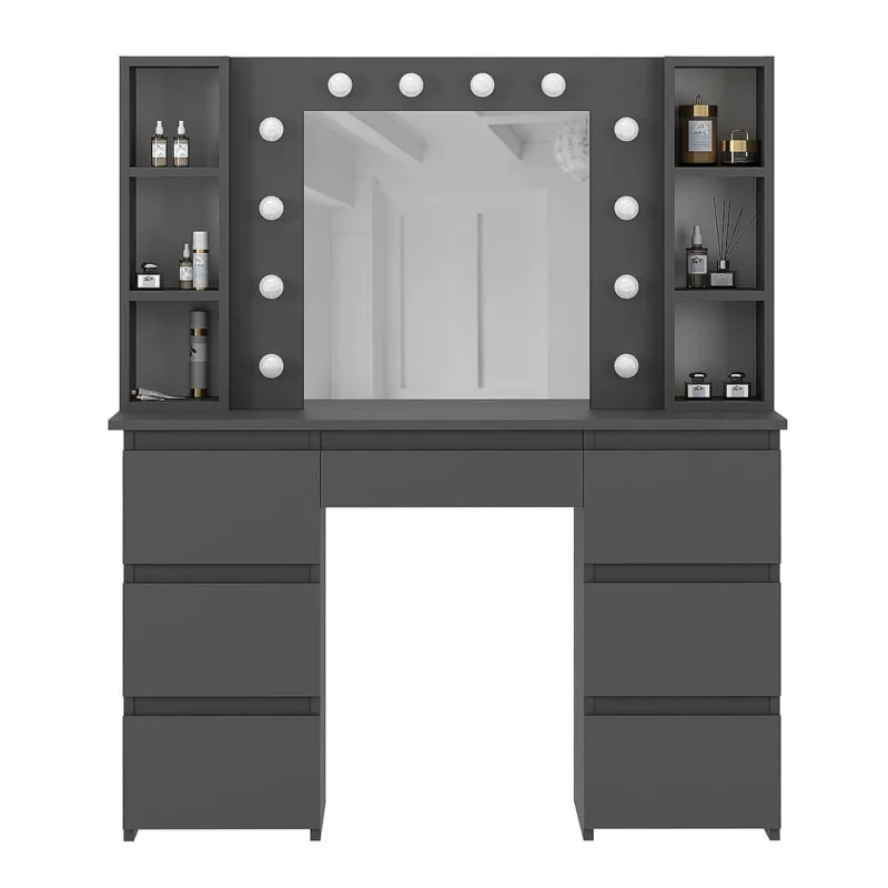 Туалетный столик с зеркалом и подсветкой Kler 120x140/75x43 см – Графит