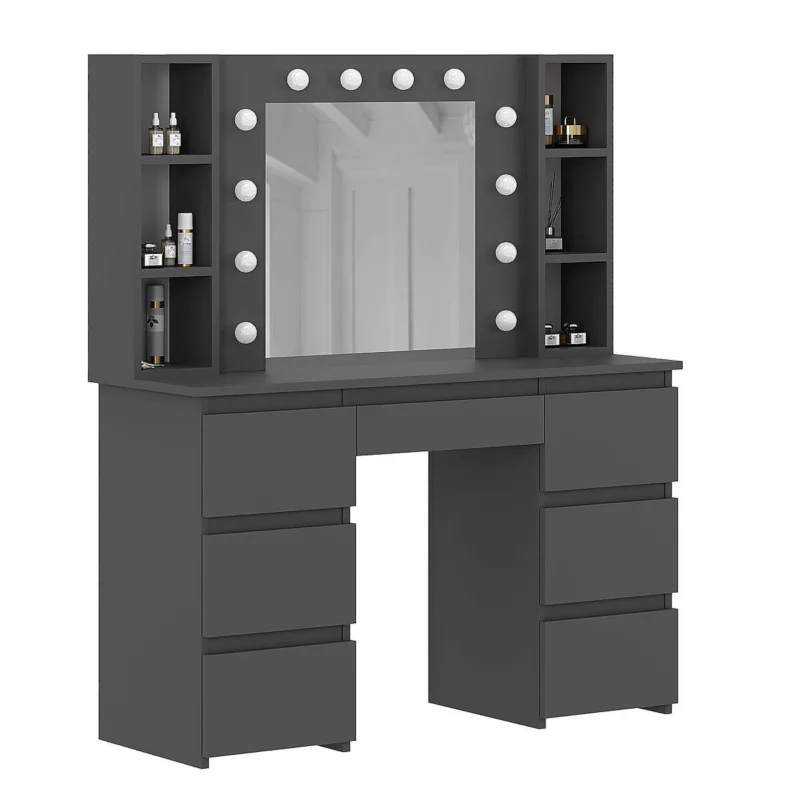 Туалетный столик с зеркалом и подсветкой Kler 120x140/75x43 см – Графит
