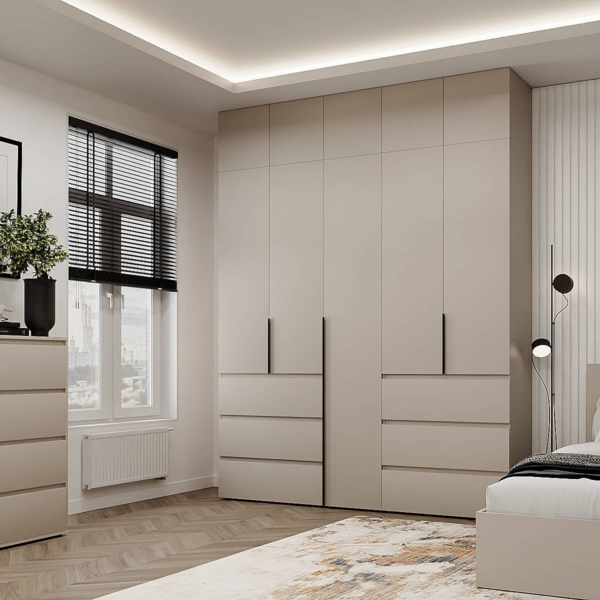 Шафа під стелю на 5 дверей з антресоллю Light №3 200х250x50 см – Кашемір
