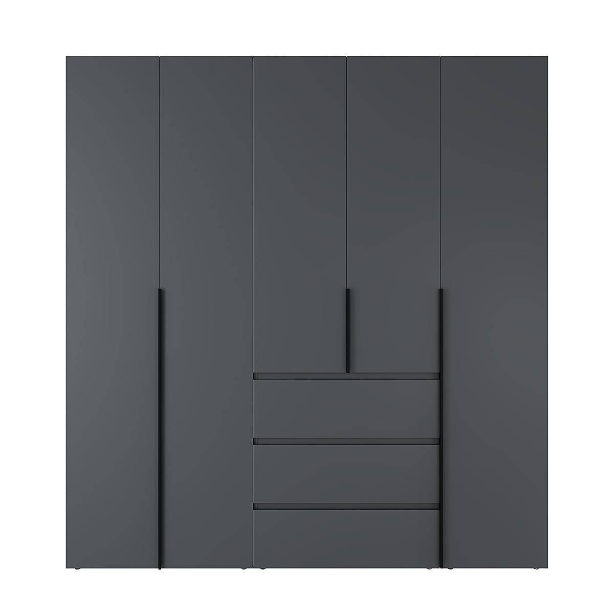 Light №4 5-Door Wardrobe with Top Box 200x250x50 cm – Graphite