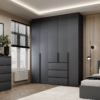 Light №4 5-Door Wardrobe with Top Box 200x250x50 cm – Graphite