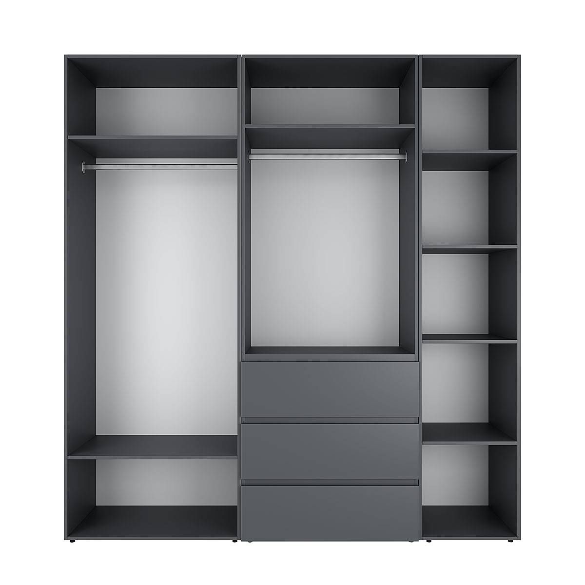 Light №4 5-Door Wardrobe with Top Box 200x250x50 cm – Graphite