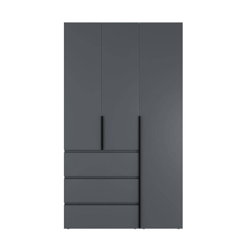 Light №2 Three-Door Wardrobe with Overhead Storage 120x260x50 cm – Graphite
