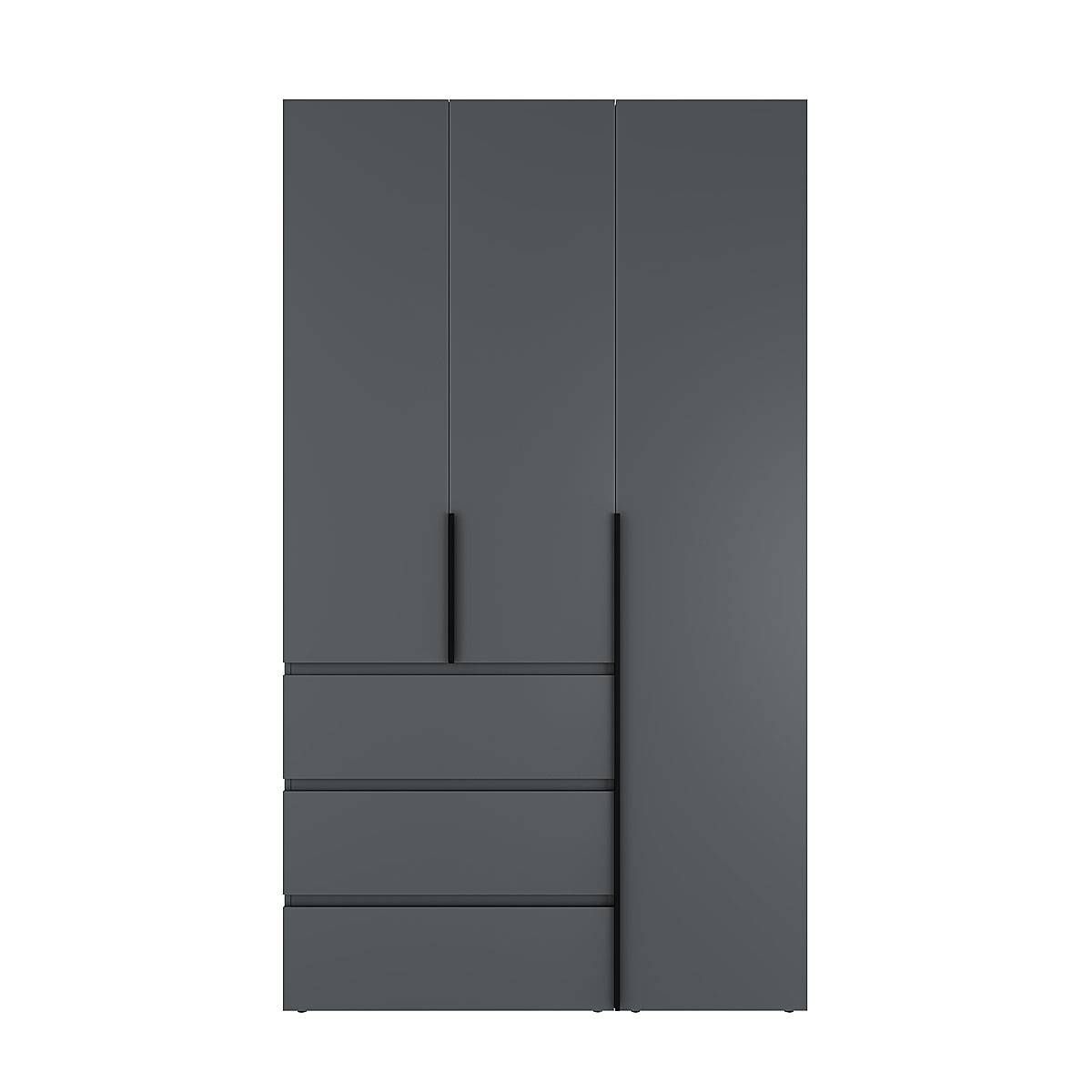 Тридверна розпашна шафа з антресоллю Light №2 120х260x50 см – Графіт