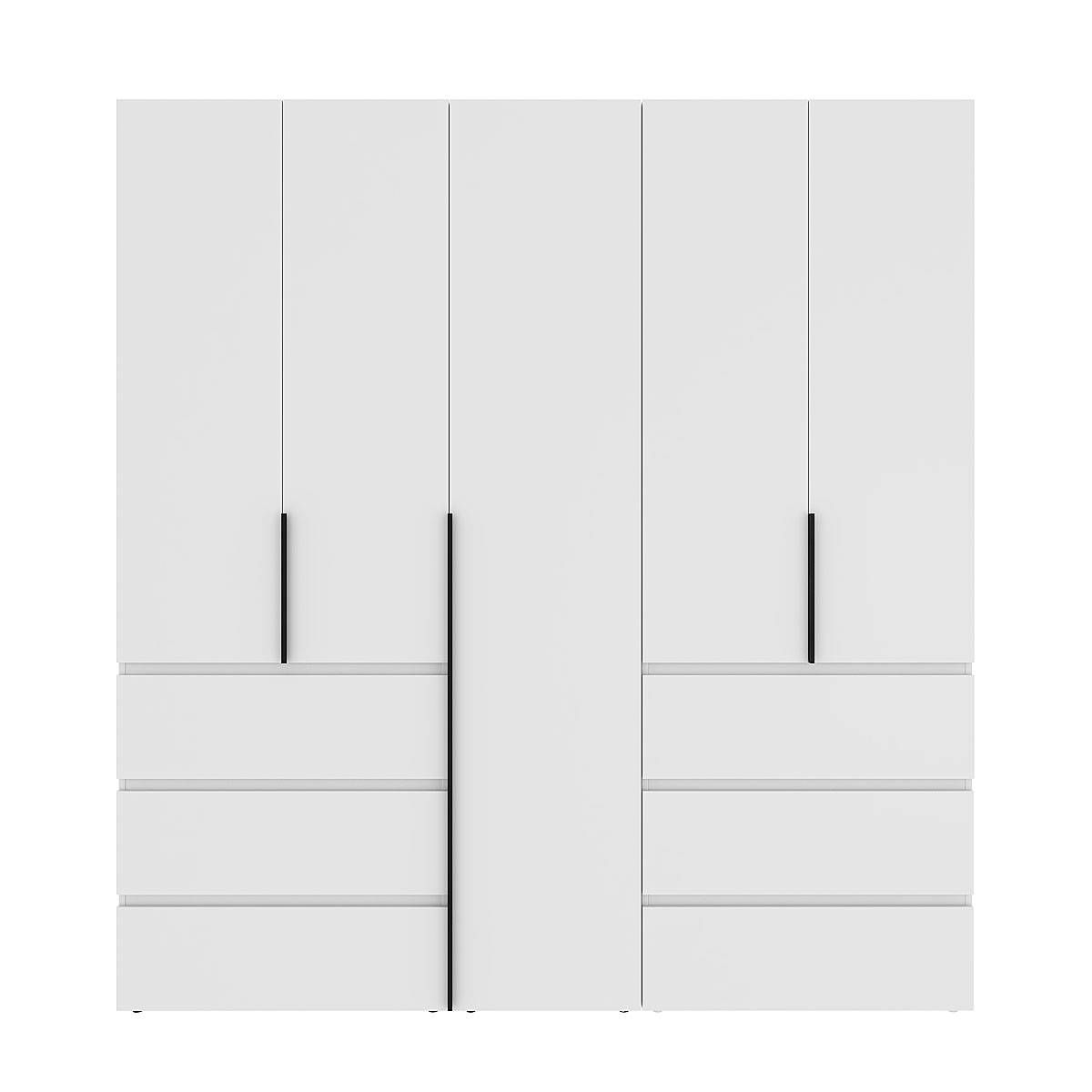 Light №3 Five-Door Wardrobe with Overhead Storage 200x260x50 cm – White Diamond