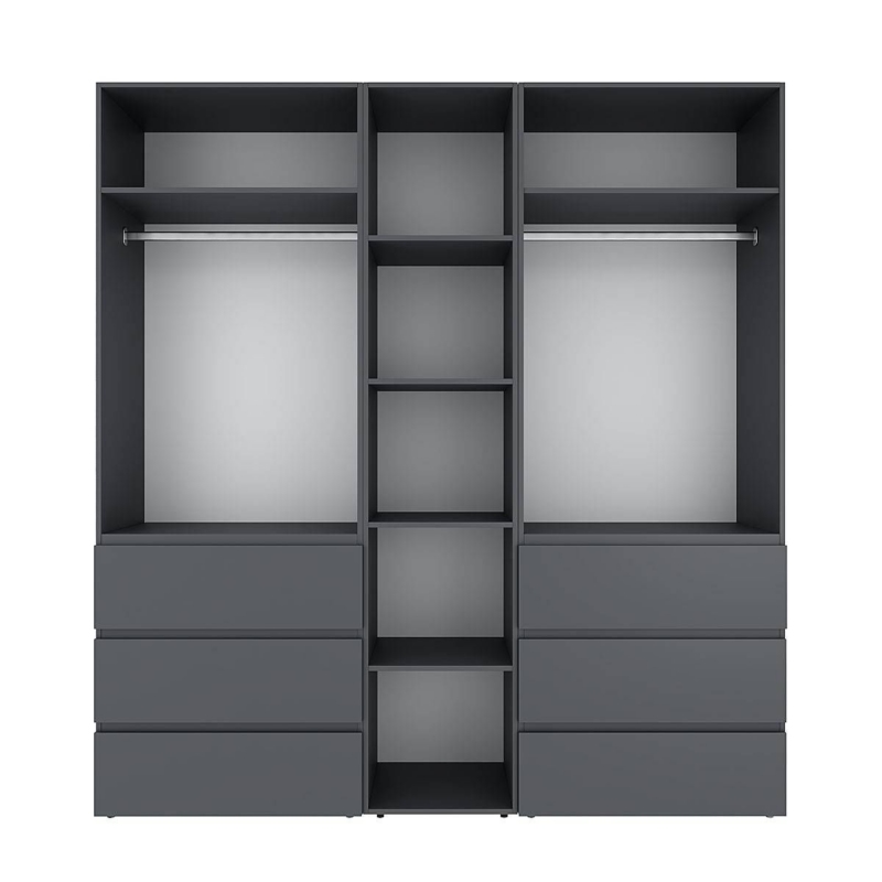 Шафа під стелю на п'ять дверей з антресоллю Light №3 200х260x50 см – Графіт