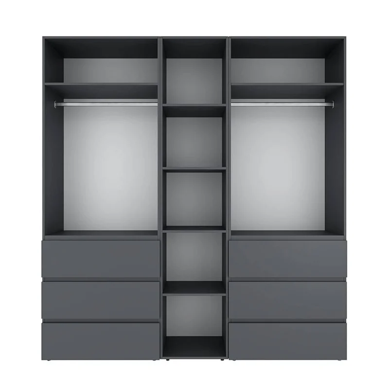 Шкаф под потолок на пять дверей с антресолью Light №3 200х260x50 см – Графит