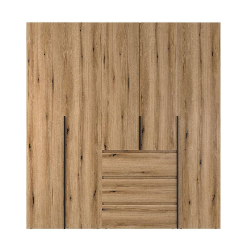Light №4 Five-Door Wardrobe with Top Box 200x260x50 cm – Evoke Oak