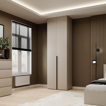 Light №13 Hinged Door Wardrobe with Two Doors and Top Box 80x260x50 cm – Cashmere