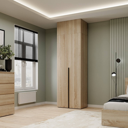 Light №13 Hinged Door Wardrobe with 2 Doors and Top Box 80x250x50 cm – Sonoma Oak