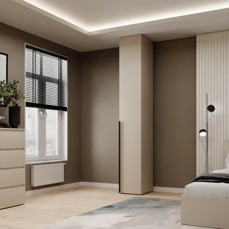 Шафа пенал закрита з полицями та антресоллю Light №1 40x250x50 см – Кашемір