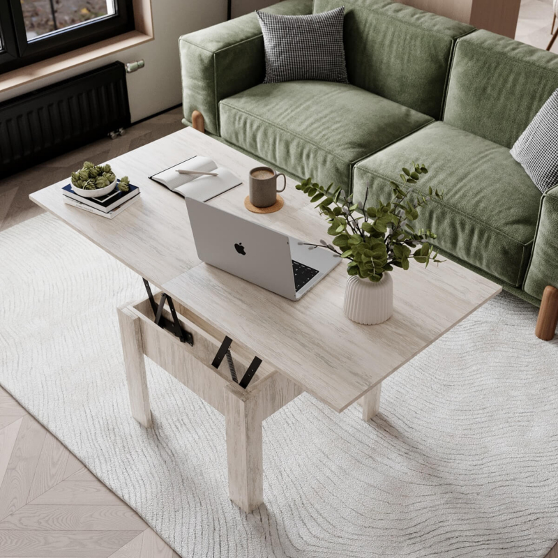 Comfo lift up coffee table to dining table 70(140)x57(77)x70 cm – Artwood Light