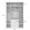 Light №1 Four-Door Hinged Wardrobe with Top Box 40 cm - measurements