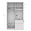 Light №5 4-Door Wardrobe with Top Box 40 cm 160x260x50 cm - measurements