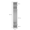 Light №2 Slim Wardrobe with Top Box 30 cm 40x250x50 cm - measurements
